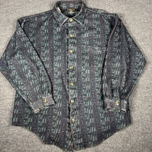Salmon River Trading Vintage 90s Aztec Western Shirt XL Button-Down
